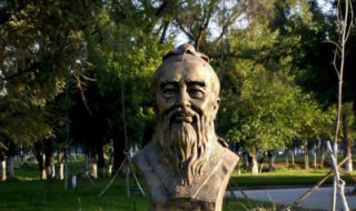 公园孔子头像名人铜雕