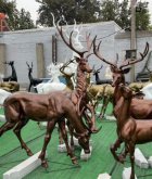 玻璃钢仿铜群鹿雕塑公园仿真动物雕塑