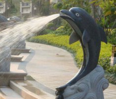 公园景观海豚喷泉石雕