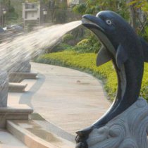 公园景观海豚喷泉石雕