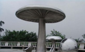 公园不锈钢仿真蘑菇凉亭雕塑
