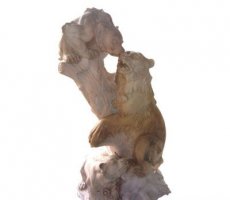 母子狗熊石雕公园动物雕塑
