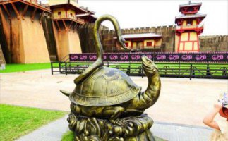 公园乌龟和蛇动物景观铜雕