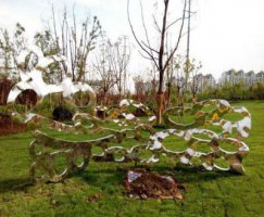 公园不锈钢抽象泡沫雕塑