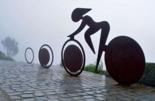 公园不锈钢抽象单车女孩雕塑
