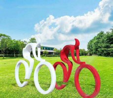公园抽象不锈钢骑车运动人物雕塑