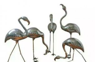 不锈钢公园动物火烈鸟雕塑