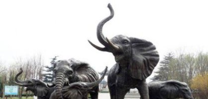大象群铜雕景观