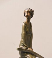弹古筝的女人铜雕古代人物雕塑