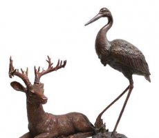 公园鹿仙鹤动物铜雕
