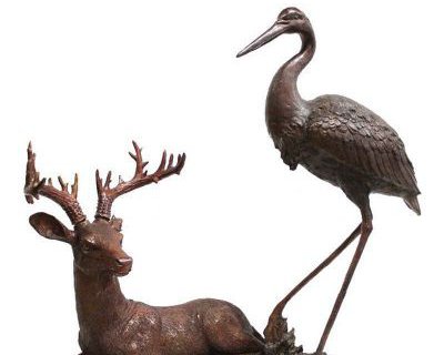 公园鹿仙鹤动物铜雕