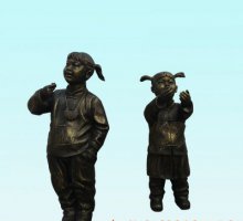 儿童人物铜雕-卡通儿童撒尿雕塑