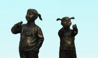 儿童人物铜雕-卡通儿童撒尿雕塑