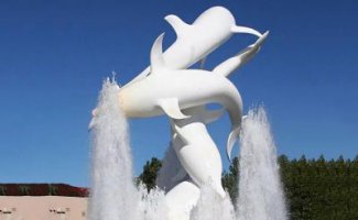 不锈钢海豚喷泉雕塑