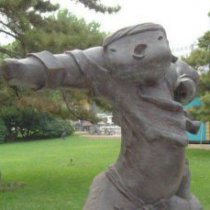 公园抽象人物练功小品铜雕