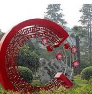 不锈钢公园镂空圆环和梅花雕塑