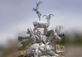 不锈钢公园动物羊雕塑2