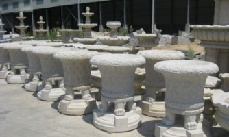 庭院景观石雕花篮式花盆