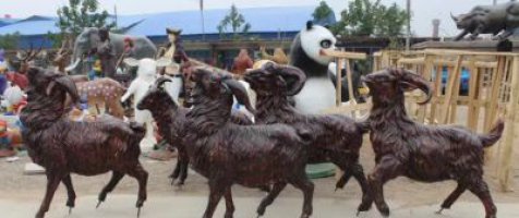 铜雕动物羊-仿真蝴蝶园林草地绘动物雕塑