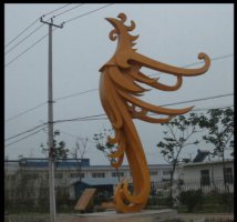 不锈钢现代抽象动物凤凰雕塑