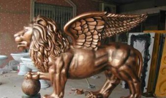 飞狮玻璃钢仿铜动物雕塑