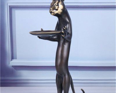 抽象动物猫铜雕
