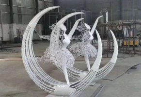 不锈钢抽象跳芭蕾舞女孩雕塑