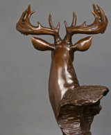 铜雕吉祥招财鹿头雕塑摆件