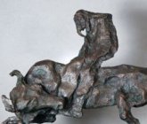 抽象的骑牛人物公园动物铜雕
