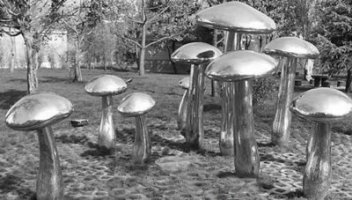 不锈钢镜面蘑菇雕塑