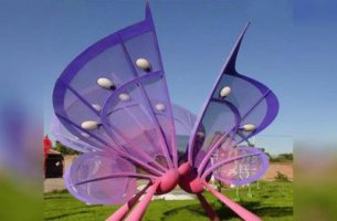 不锈钢公园彩色抽象蝴蝶