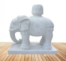汉白玉驮莲座的大象石雕