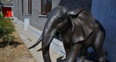 大象动物铜雕-公园园林喷水大象石雕喷泉