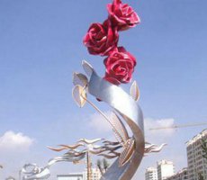 不锈钢玫瑰花植物雕塑