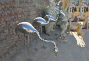 不锈钢公园抽象火烈鸟雕塑