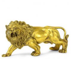 公园动物黄铜鎏金狮子铜雕塑