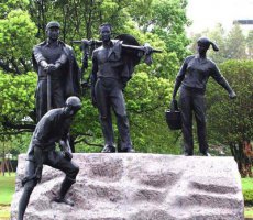 铜雕公园工人雕塑