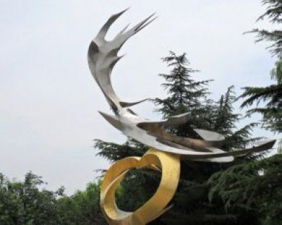 公园不锈钢抽象凤凰展翅雕塑
