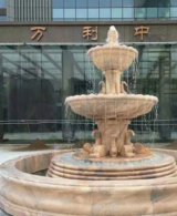 商场门口晚霞红三层欧式喷泉石雕