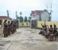 蒙古人表演人物铜雕