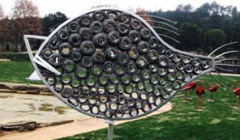 不锈钢抽象鱼公园景观雕塑