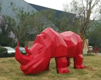 公园不锈钢犀牛雕塑