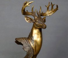 铜雕如意铜鹿头摆件