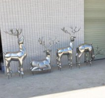 不锈钢现代动物梅花鹿雕塑