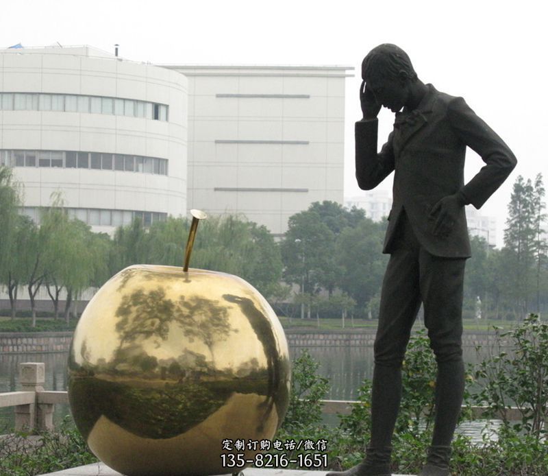 牛顿铜雕 -世界名人英国著名的物理学家牛顿玻璃钢头像雕塑