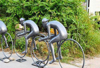 不锈钢自行车雕塑，体育运动主题景观单车雕塑