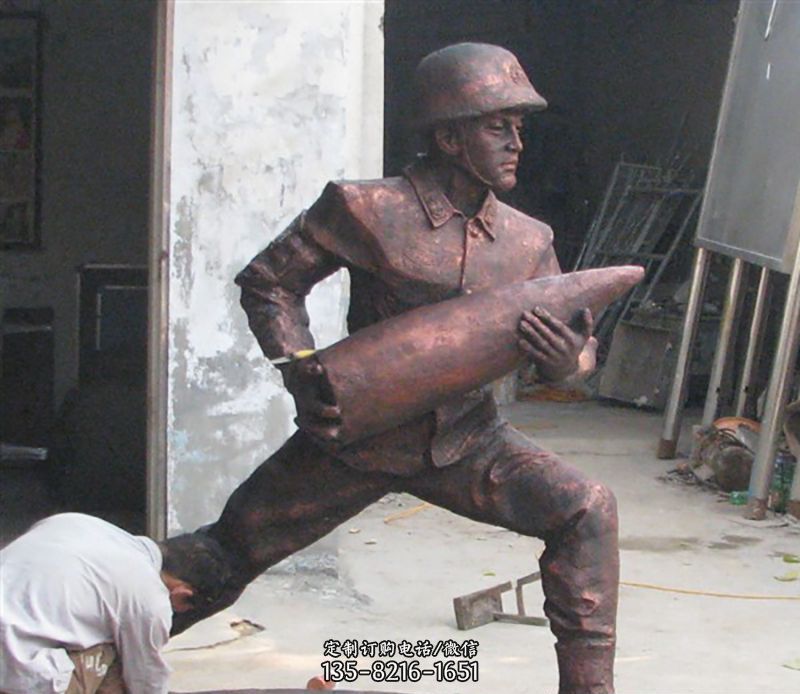 炮弹战士人物铜雕