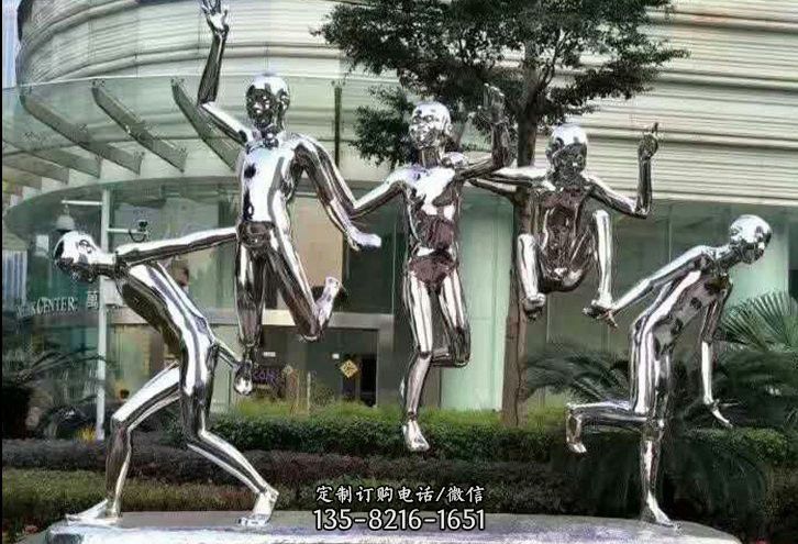 不锈钢跳跃的儿童雕塑