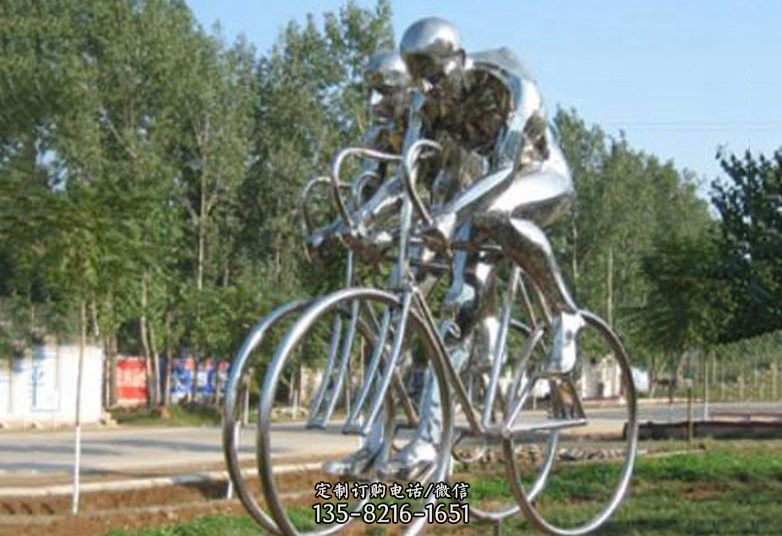 不锈钢公园骑自行车人物雕塑