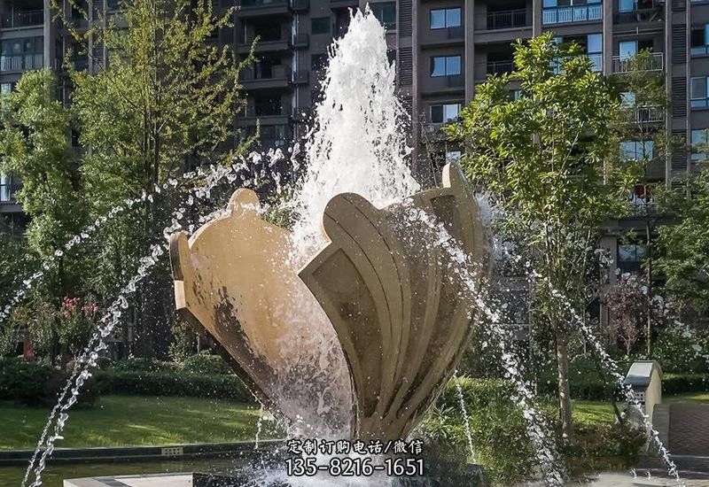 不锈钢抽象贝壳喷泉雕塑